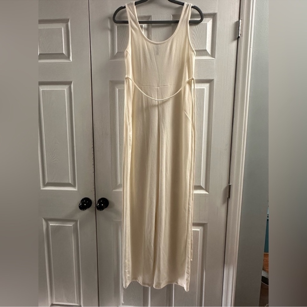 Cream Ribbed Jumpsuit - Picture 2 of 13